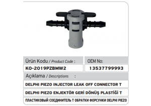 13537799993 Delphi Piezo Enjektör Geri Dönüş Plastiği T